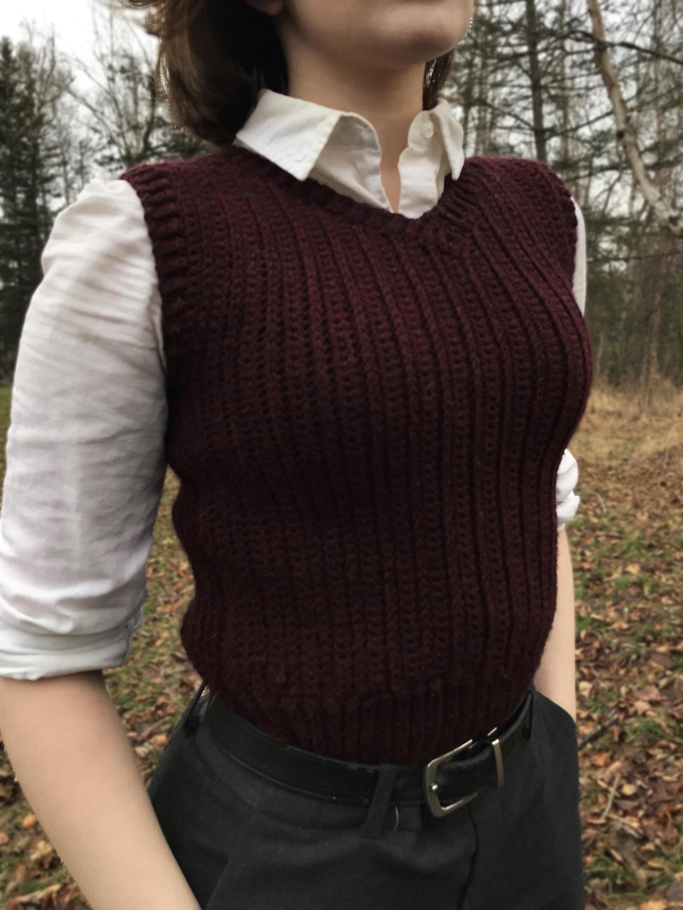 Crochet Floral V-Neck Sweater Vest