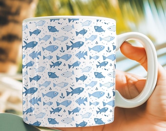 Keramische mok Blue Fish: Coastal Ocean Design, 11 oz/15 oz