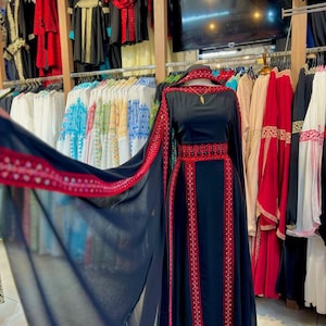 Royal Palestinian Embroidered Thobe – Includes Matching Tarha