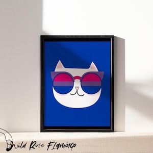 11x14 Pride Flag Cat Wall Art Bisexual Flag, Printable Wall Art, Digital Download, Printable LGBTQ+ Flag Art