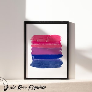 8x10 Pride Flag Brush Stroke Wall Art Bisexual Flag, Printable Wall Art, Digital Download, Printable LGBTQ+ Flag Art