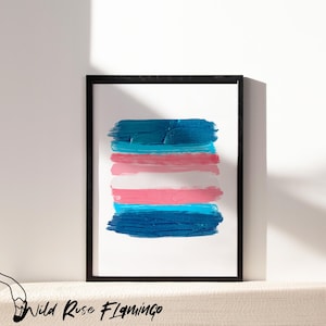 8x10 Pride Flag Brush Stroke Wall Art Transgender Flag, Printable Wall Art, Digital Download, Printable LGBTQ+ Flag Art