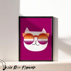 11x14 Pride Flag Cat Wall Art Lesbian Flag, Printable Wall Art, Digital Download, Printable LGBTQ+ Flag Art