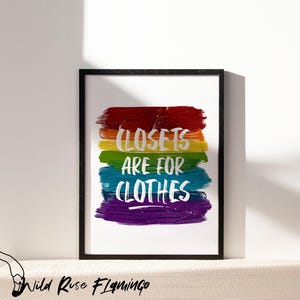 11x14 Pride Flag Closets Are For Clothes Wall Art Rainbow Flag, Pride Quote Wall Art, LGBTQ Printable Art, Funny Queer Quote Print