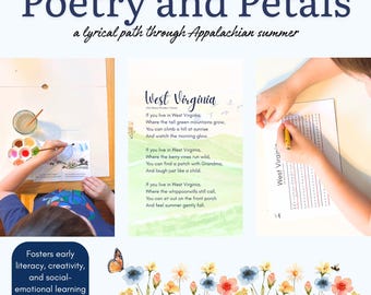 Poetry and Petals | Early Literacy Poetry Study for Ages 3-6 | Appalachian Poems & Summer Activities