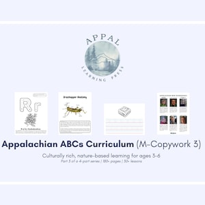 Currículo do ABC dos Apalaches | Parte 3 (M-Copywork 3) | Aprendizagem pré-escolar baseada na natureza, alfabetização inicial, matemática, arte, ciências e música