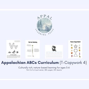 Currículo do ABC dos Apalaches | Parte 4 (T-Copywork 4) | Aprendizagem pré-escolar baseada na natureza, alfabetização inicial, matemática, arte, ciências e música