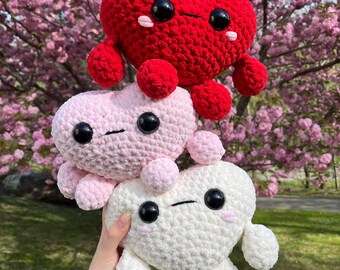Crochet Heart Amigurumi Plushie Valentines Day Gift Idea Soft Crocheted Stuffed Animal Stuffed Love Buddy For Partner Anniversary Present