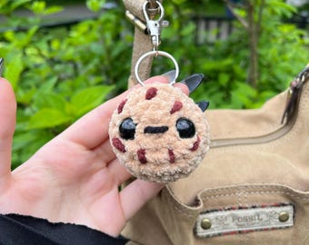 Crochet Mini Cookie Keychain Bakery Amigurumi Chocolate Chip Cookie Plushie Keyring Handmade Small Stuffed Toy Food Gift Idea For Foodies