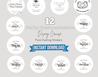 Etiquetas de regalo personalizables para cruceros Disney / Pixie Dust, etiquetas para extender peces - Imprime en casa