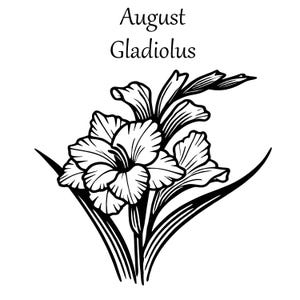 August Birth Flower SVG and PNG Simple. Gladiolus Flower SVG Cut File | Floral Digital Download.