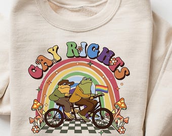 Sudadera con ranas y sapo, camiseta arcoíris LGBTQ, camiseta LGBTQ divertida, cuello redondo del orgullo de rana y sapo, regalo de apoyo LGBTQ, camiseta del orgullo gay