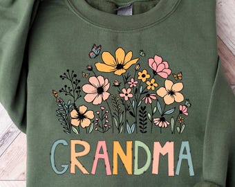 Sudadera de abuela, camiseta de abuela con flores silvestres, camiseta del Día de la Madre, camiseta floral de abuela, regalo de flores para el Día de la Madre, camiseta retro de Nana