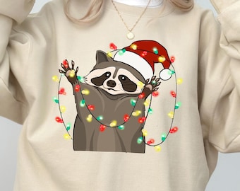 Kersttrui, wasbeer kersttrui, kerstshirt wilde wasbeer, grappig kerstcadeau, wasbeer xmas hoodie, kerst bijpassende Tee