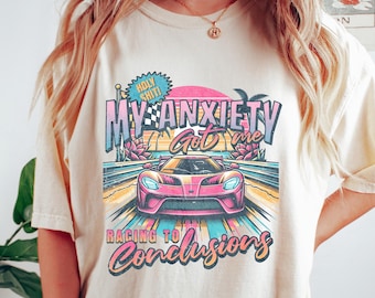 Retro Comfort Anxiety Shirt, Mental Health T-shirt, Social Anxiety Sweatshirt, Gen Z Gift, Racing To Conclusion Shirt, Anxiety Awareness Tee
