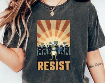 Camiseta de Portland Frog Resist, camiseta anti-ICE, camiseta de Portland Frog Manifestante, sudadera de protesta, camiseta anti-establishment, camiseta de Resistance Frog