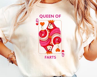 Comfort Colors® Queen Of Farts-shirt, grappige humor-t-shirt, beschamend T-shirt, kaarten meme-sweater, trendy shirt voor vrouwen, sarcastisch cadeau