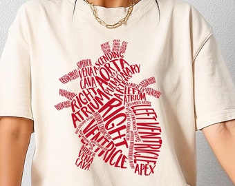 Anatomy Heart Tshirt, Medical Professional Shirt, Cardiac Nurse Sweatshirt, Nursing Student Gift, Retro Nurse Outfit, Nursing School Tee