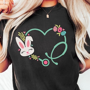 Easter Nurse T-shirt, Heart Stethoscope Easter Shirt, Nursing School Bunny Sweatshirt, Easter Nurse Appreciation Gift, Nurse Bunny Crewneck