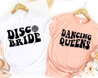 Shirt bruid disco, shirt Dancing Queens, shirts disco vrijgezellenfeest, huwelijksgeschenken, shirts vrijgezellenfeest, shirt bruidsfeest, team bruid