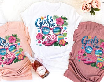 Mädchen Reise 2026 passendes T-Shirt, Sommer-Strand-Urlaub-T-Shirt, Sommer-Reise-Bekleidung, 2026 Mädchen-Urlaub-Shirt, lustige Mädchen-Reise-Crew-Outfit