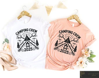 Camiseta de vacaciones familiares, camiseta de equipo de campamento 2025, camiseta de vida familiar en el campamento, atuendo de equipo de campamento, regalo retro para campistas, camiseta de cuello redondo de campamento a juego para grupos