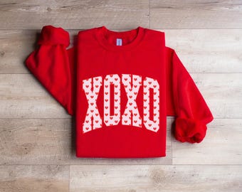 XOXO Valentines Day Sweatshirt, Cute Hearts Tee For Her, Love Season Sweater, Romantic Holiday Crewneck, Valentine Gift For Girlfriend