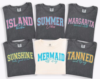 Comfortkleuren zomerneonshirts, strand-T-shirt, Margarita-top, tequila-kleding, grappige vakantie-outfit, gezellige ronde hals