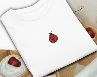 Baby-T-shirt in jaren 90-stijl met geborduurd lieveheersbeestje
