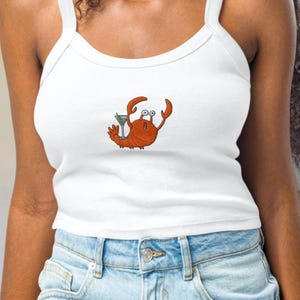 Lobsters Love Martini Embroidered Thick Strap Tank Top