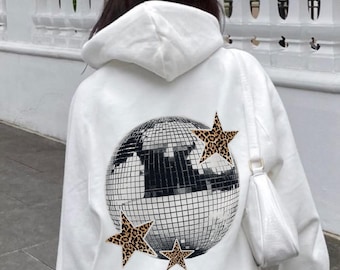 【1011 Gallery】Disco Disco Hoodie Disco Ball Leopard Stars Hoodie, Disco Ball Hoodie, Shining