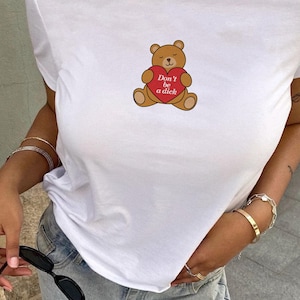 Camiseta de bebé con gráfico de osito de peluche, divertida camisa de algodón estilo años 90