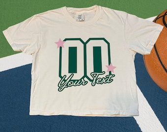 Custom Number Retro Comfort Colors Cropped Boxy Tee