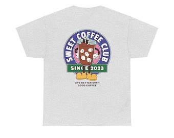 スウィートコーヒークラブTシャツ、ユニセックスリラックスフィット