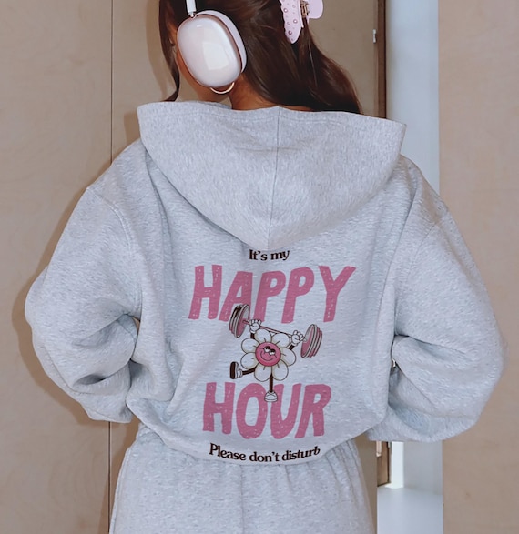 Happy Hour Dont Disturb Gym Hoodie, Gym Girl Hoodie, Gifts For Healthy Lifestyle