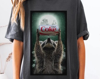 Racoon with Diet Coke Howling To Moon Comfort Colors Unisex Tshirt