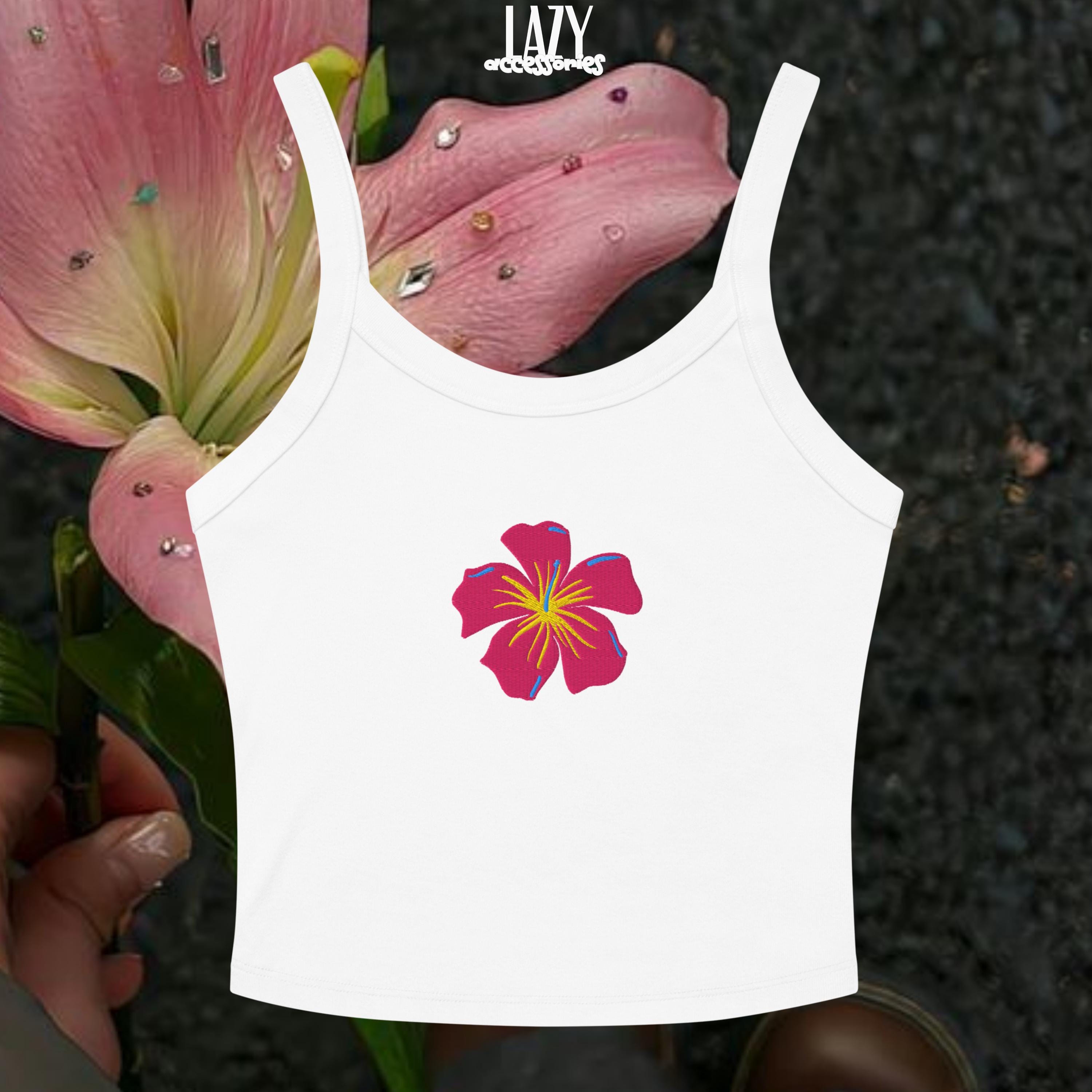Hibiscus Embroidered Strap Tank Top - Etsy