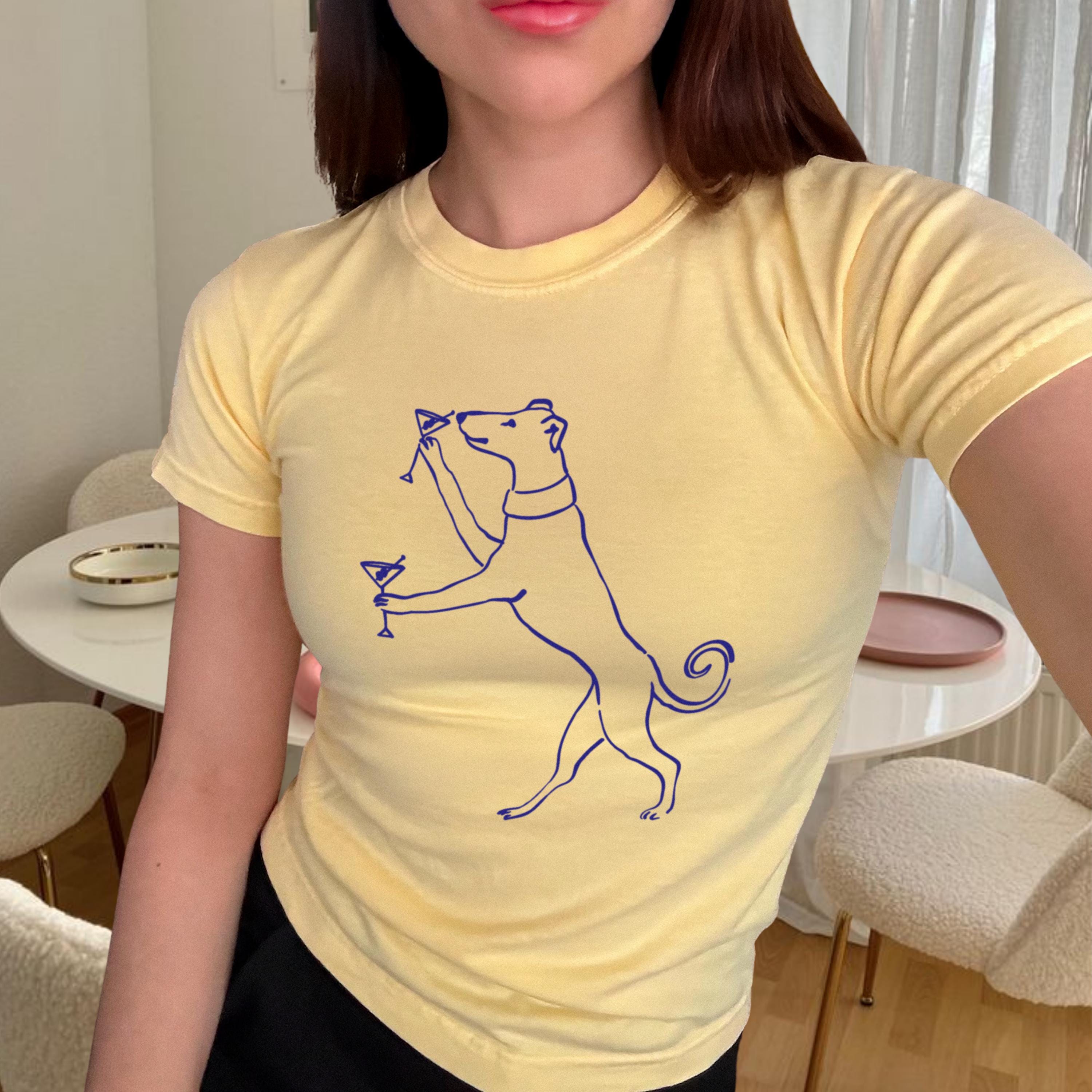 Martini For Everyone 90s Style Baby Tee, Butter Yellow 90s Style Baby Tee, Trendsetter Tee