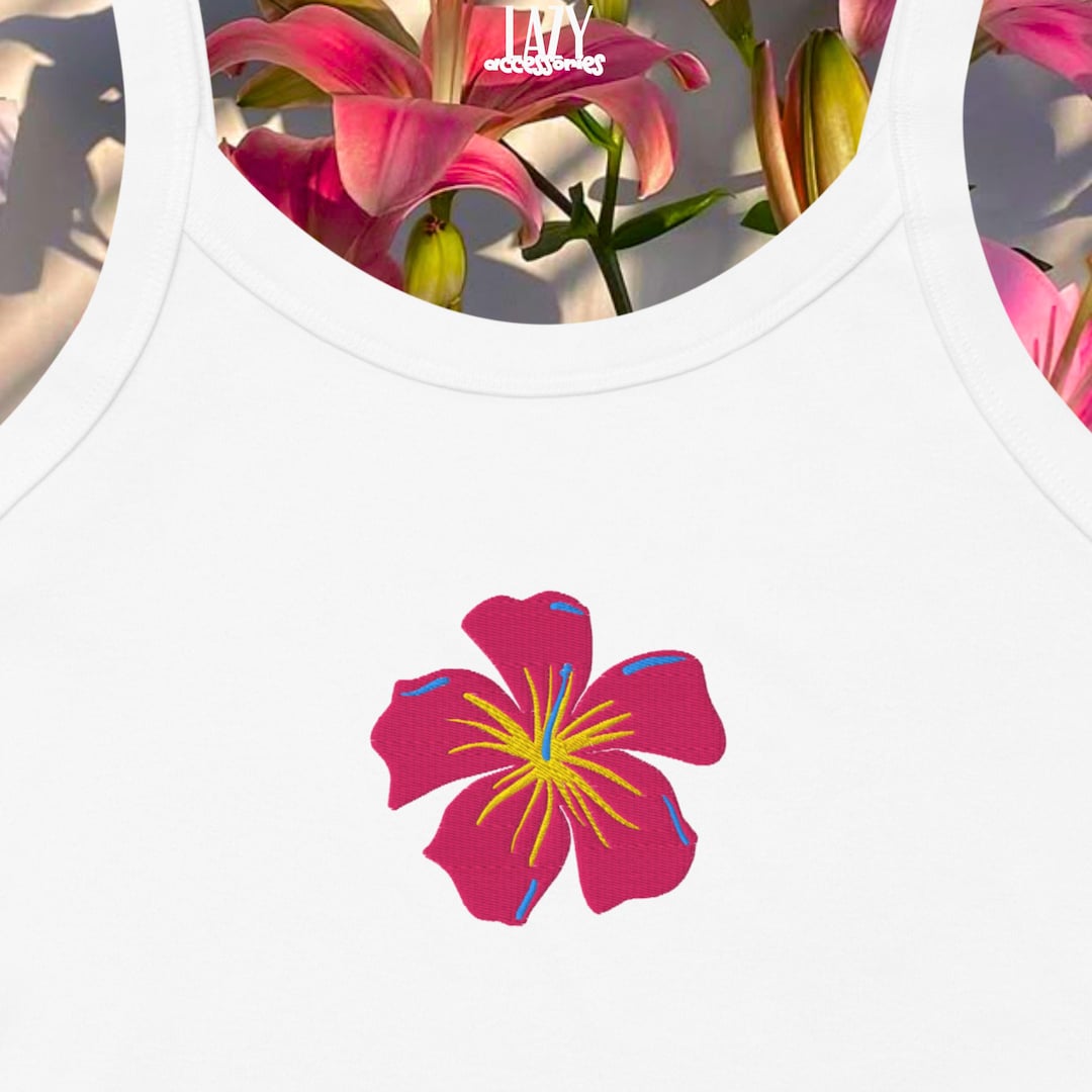 Hibiscus Embroidered Strap Tank Top - Etsy