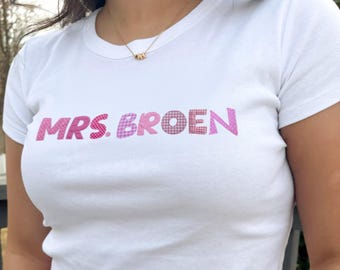 Custom Mrs. Patchwork Printed Micro Rib Baby Tee