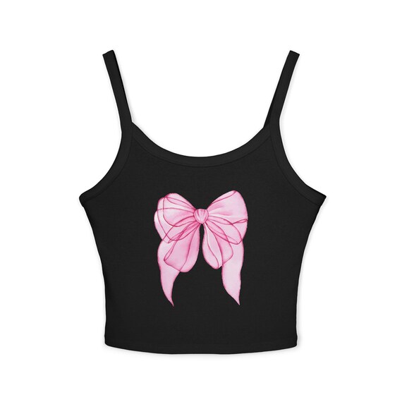 Coquette Bow Scoop Neck Thick Straps Tank Top, Messy