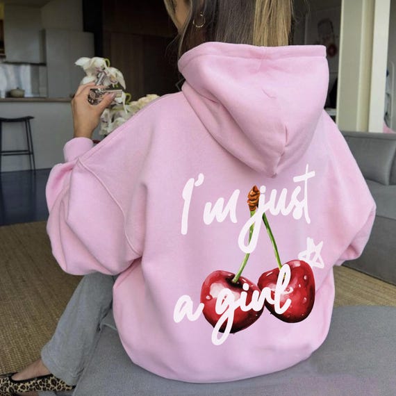 Je suis juste une fille à capuche cerise, sweat à capuche doux pour fille, cadeau pour elle - France