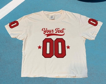 Personalized Game Day Comfort Colors Tee, Custom Number Sleeve Boxy T-Shirt
