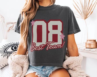 Personalized Retro Comfort Colors Boxy Crop Top, Custom Number Tee