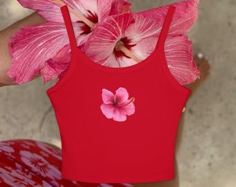 Hibiscus Scoop Neck Spaghetti Strap Tank Top - Etsy