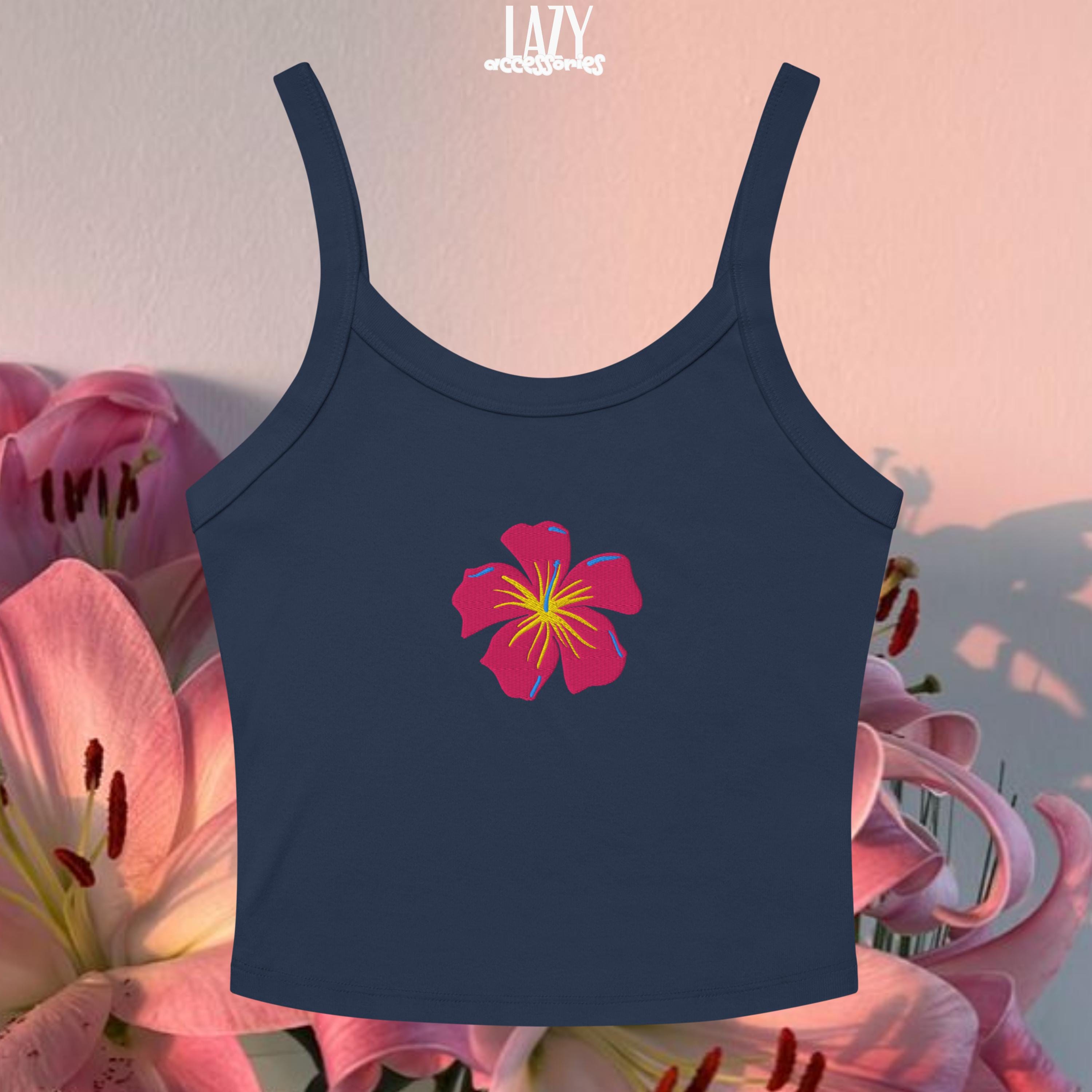 Hibiscus Embroidered Strap Tank Top - Etsy