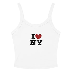 Embroidered I Love NY Scoop Neck Thick Strap Midweight Tank Top