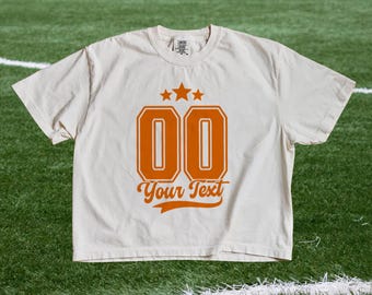 Retro Game Day Tee, Custom Number, Comfort Colors Boxy Crop