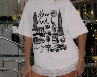 NYC Landmarks T-Shirt, Unisex New York City Souvenir Tee
