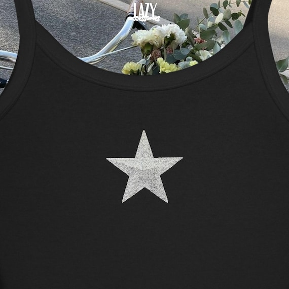 Star Tank Top, Rhinestone Effect, Micro Ribbed - Etsy